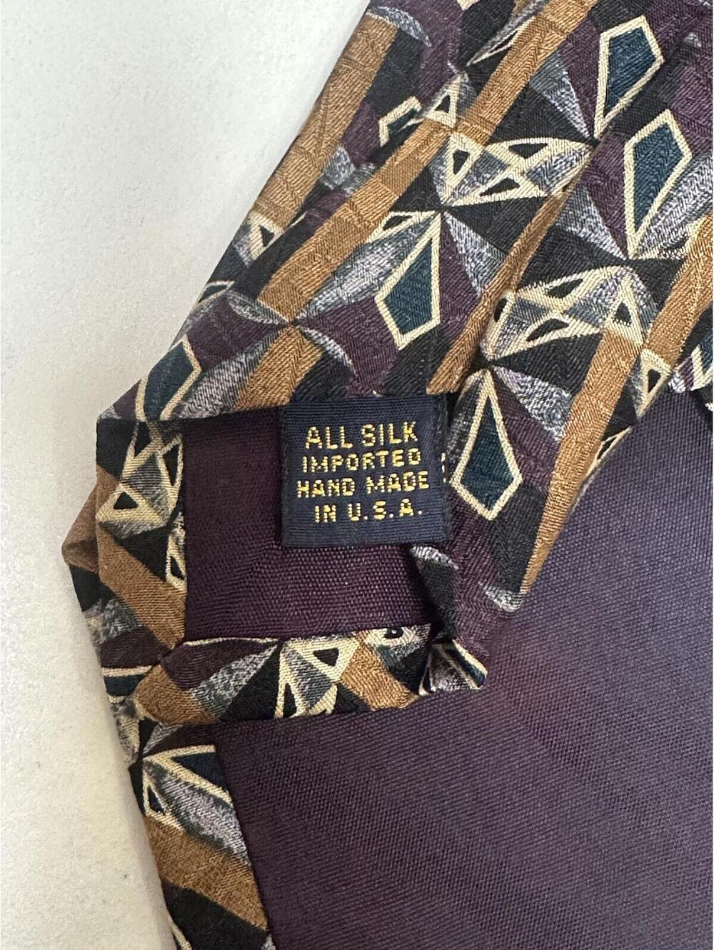 Vintage XMI multicolored geometric abstract 100% silk tie art deco made in USA - Picture 3 of 3